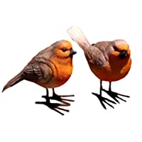 Takefuns 2 estatuas artificiales de pájaros- pequeñas esculturas de pájaros para decoración al aire libre- adornos de…